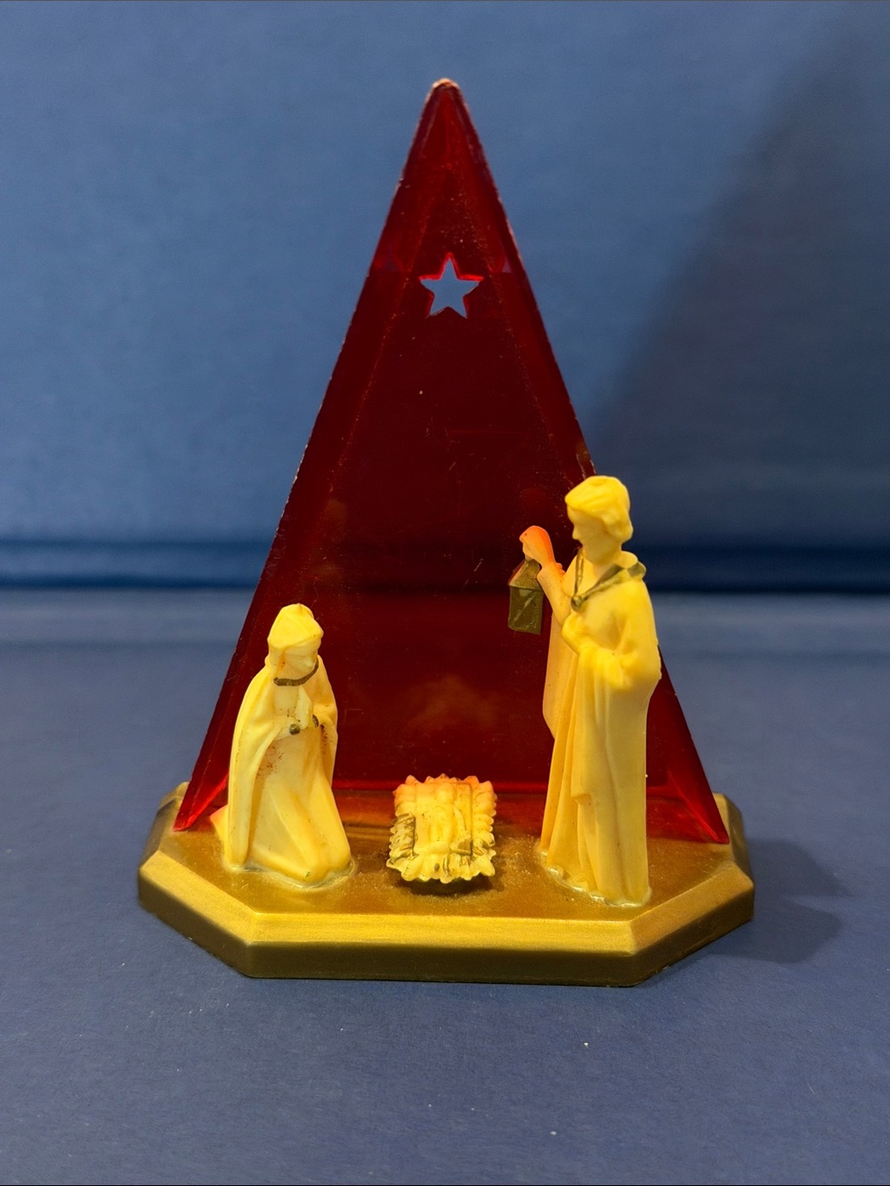 Holiday Nativity Figurine Scene - Red and Gold made in Hong Kong
